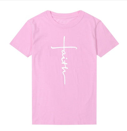 Faith cross women cotton t-shirt tops tee shirt loose tops.