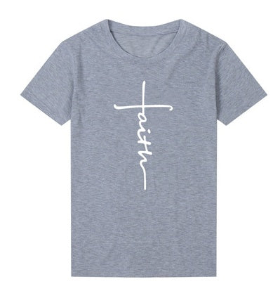 Faith cross women cotton t-shirt tops tee shirt loose tops.